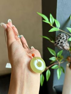 新疆直发正品和田玉若羌黄口平安扣挂件老坑料黄玉吊坠天然玉石