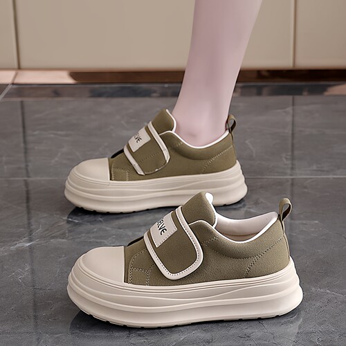 厚底鞋子女魔术贴学生复古女鞋子