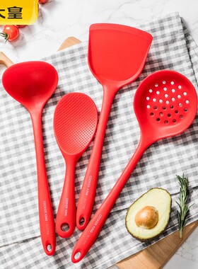 炊大皇硅胶锅铲汤锅漏勺饭勺厨房不粘锅炒菜专用铲子勺子耐高温