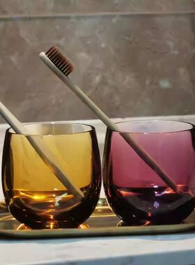 耐摔漱口杯高级感网红款星级酒店简约洗漱杯情侣一对PC全家刷牙杯