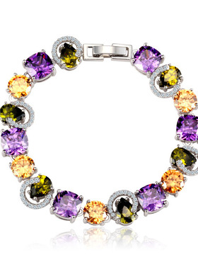 彩色锆石手链精致手饰欧美高级感