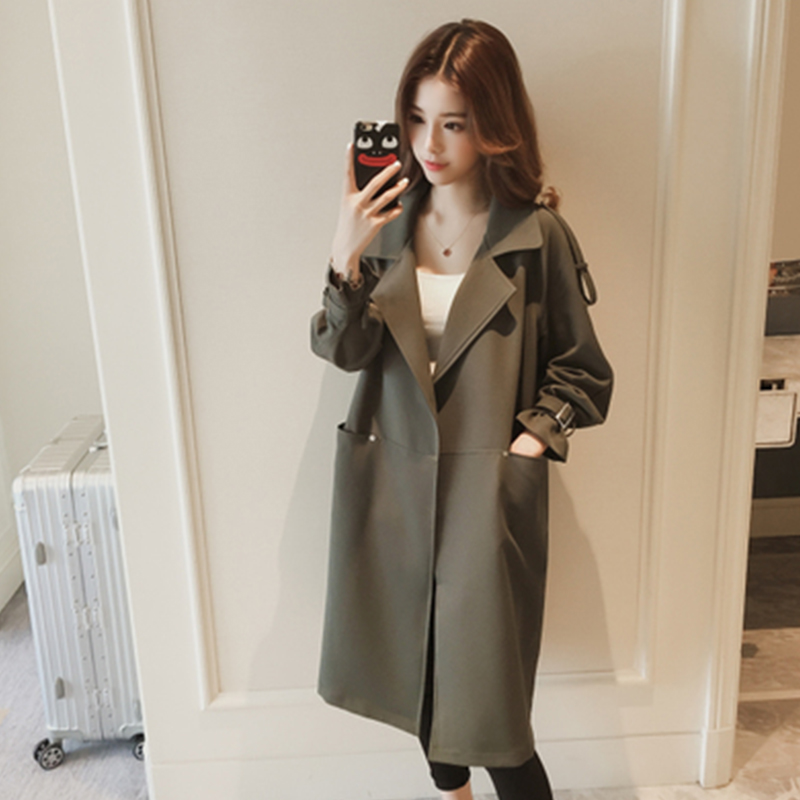 2018Ç^п°æÖг¤¿îÎ÷×°Áì¹ýÏ¥·çÒÂÅ®×°³¤Ðä¿íËÉ´¿É«´óÒÂÍâÌ×