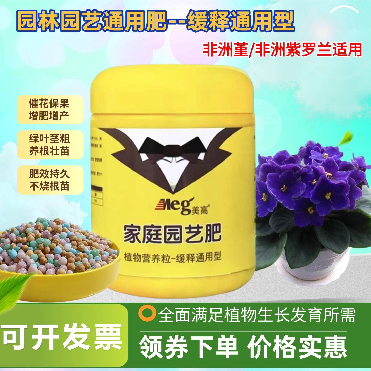 非洲堇紫罗兰缓释肥室内阳台重瓣盆栽绿植氮磷钾复合专用花卉肥料