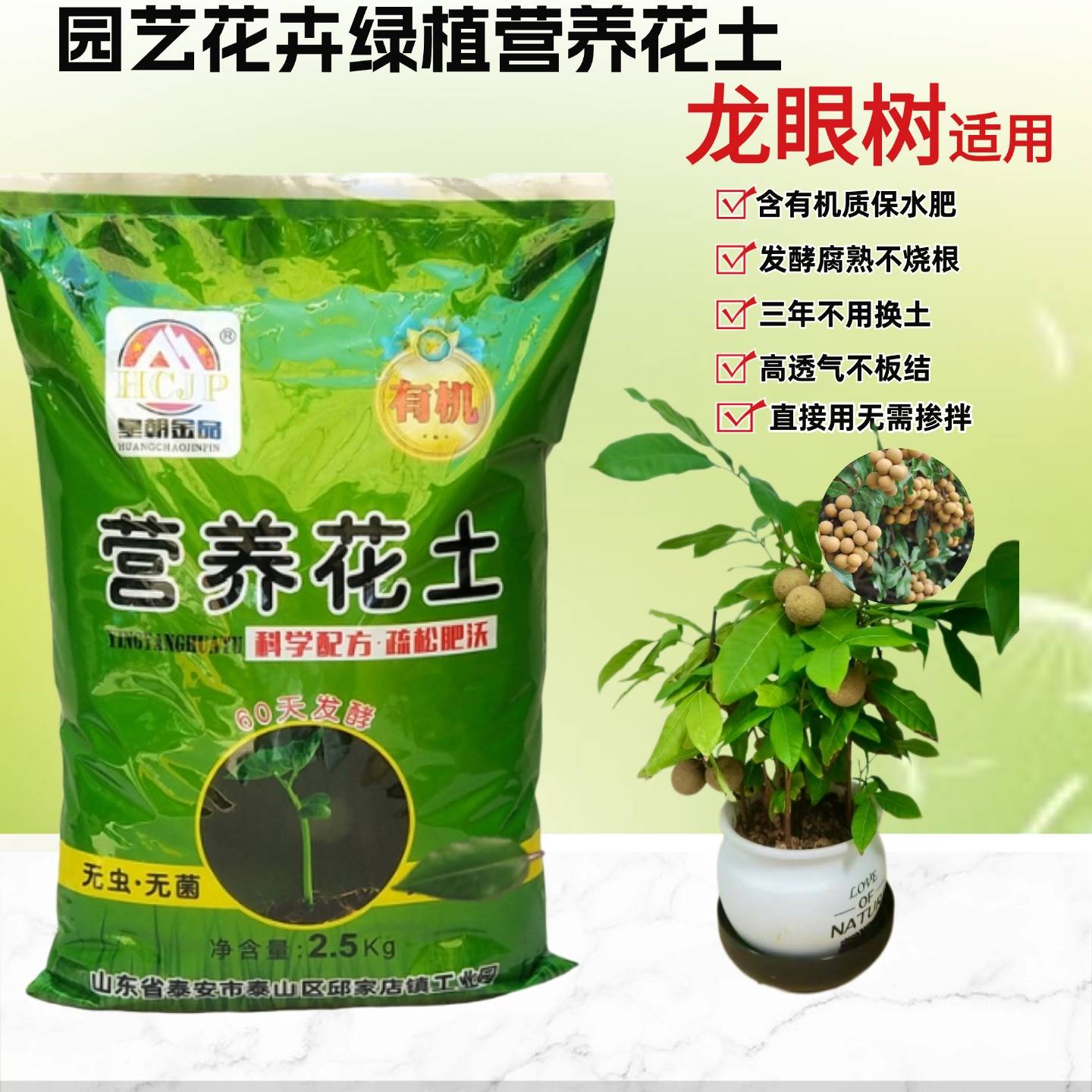 龙眼树树苗营养土透气肥沃种植土