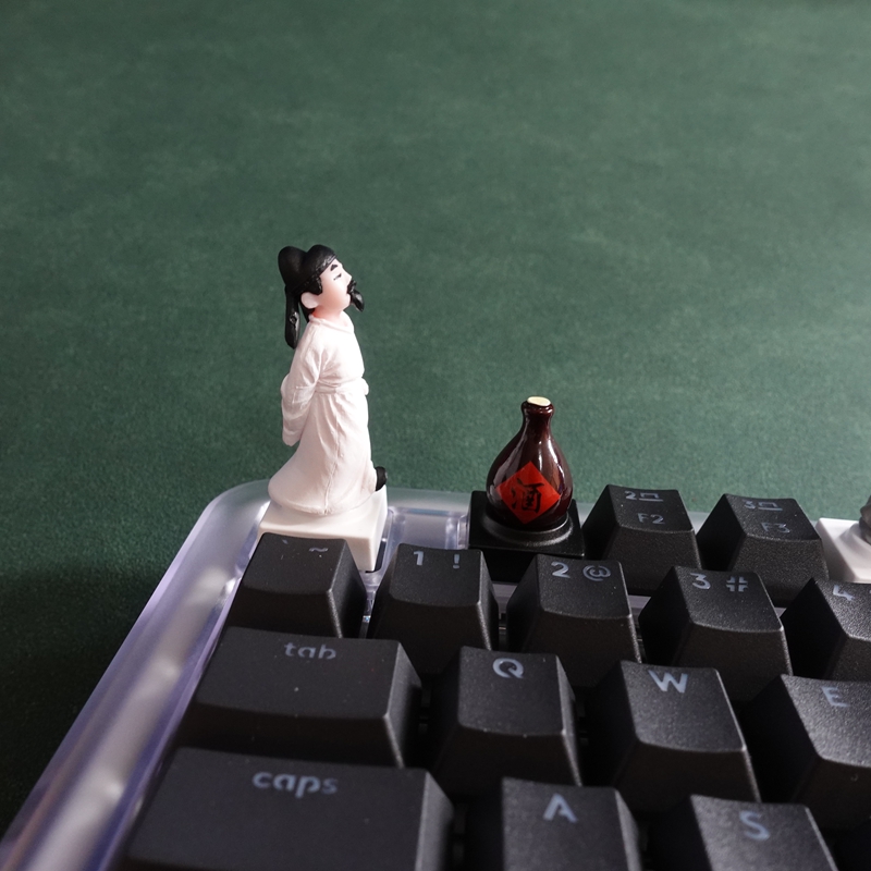 李白举杯饮酒古代人物模型键帽