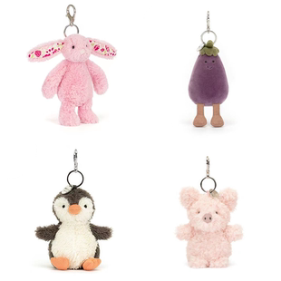 正品Jellycat毛绒可爱包包挂饰钥匙扣小狗小猪包包邦尼兔企鹅花生