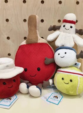 英国Jellycat吉利猫安抚婴幼儿童毛绒玩具礼物运动泳镜乒乓网球