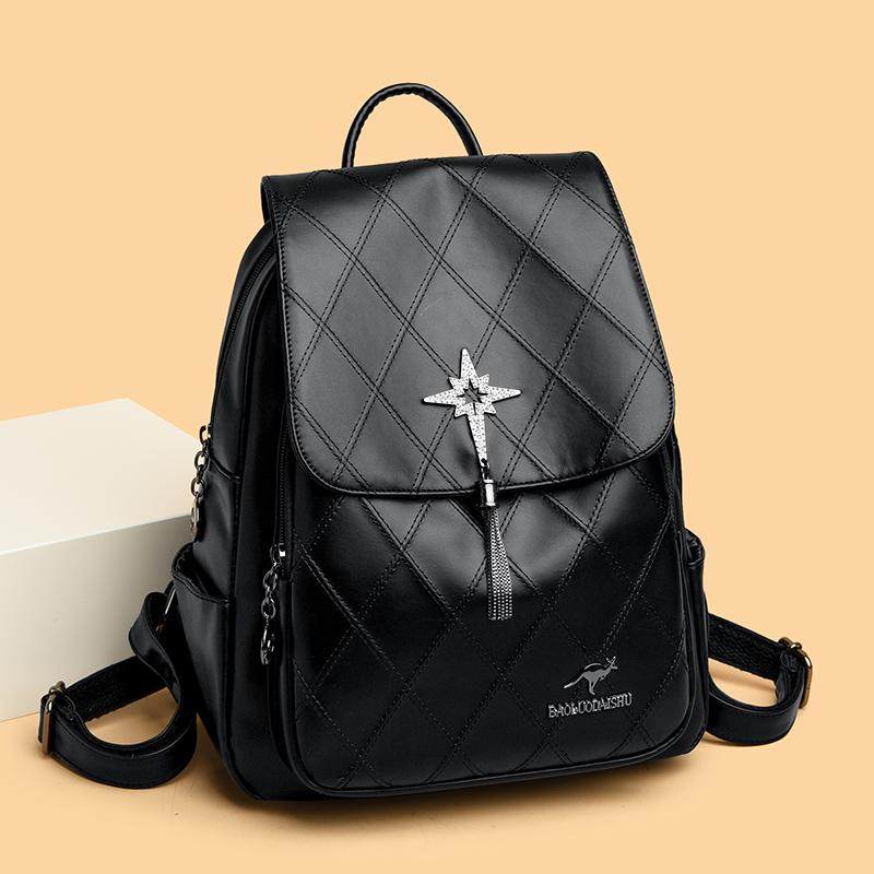 香港双肩包女真皮新款大容量真皮防盗书包潮休闲百搭软皮背包