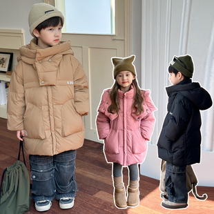 女童羽绒服冬装2024新款洋气小女孩加厚冬季儿童男童90白鸭绒外套