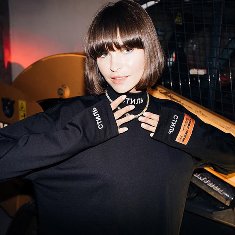 过验heron preston仙鹤长袖hp高领字母打底衫半高领长袖t男女同款