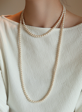 长款珍珠毛衣链项链秋冬配饰叠戴