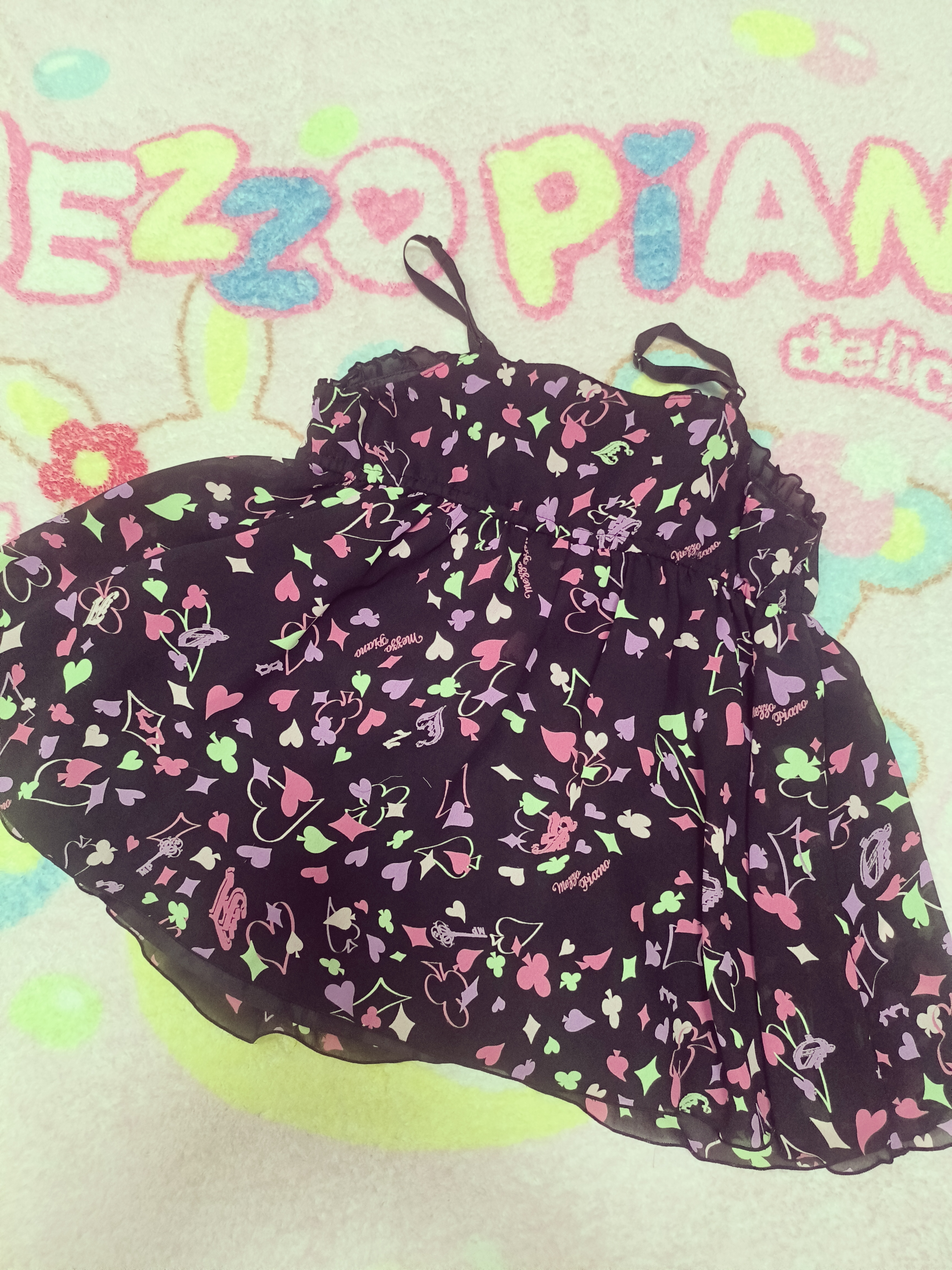 mezzopiano 全新无吊牌日本带回雪纺吊带上衣裙130码 可爱爱心