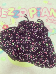 mezzopiano 全新无吊牌日本带回雪纺吊带上衣裙130码 可爱爱心