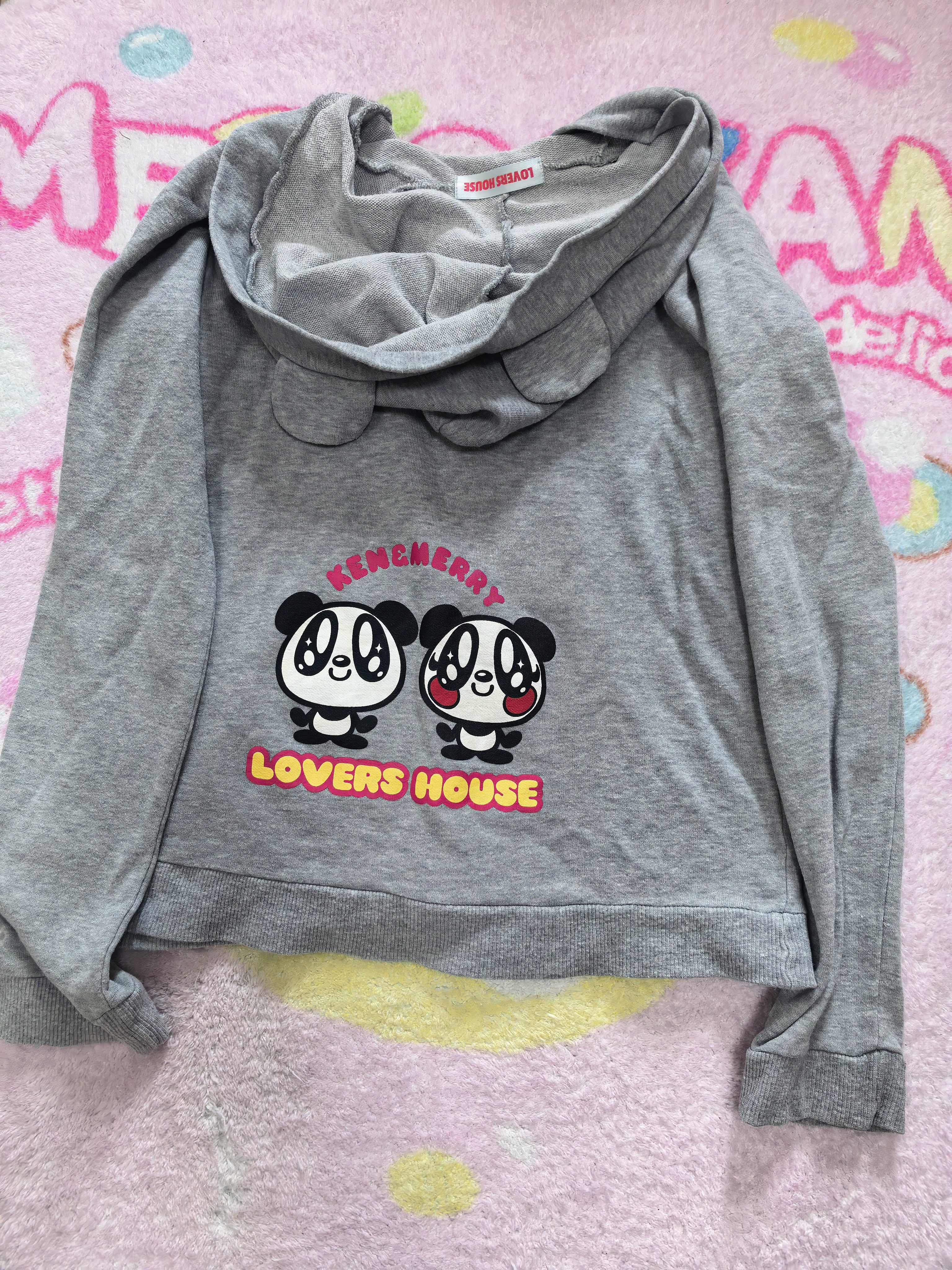 53长度42胸围中古连帽卫衣贵牌Lovershouse纯棉毛圈可爱熊猫卫衣