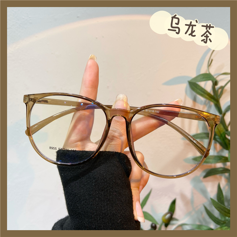 超轻TR大圆框磨砂玳瑁色近视眼镜