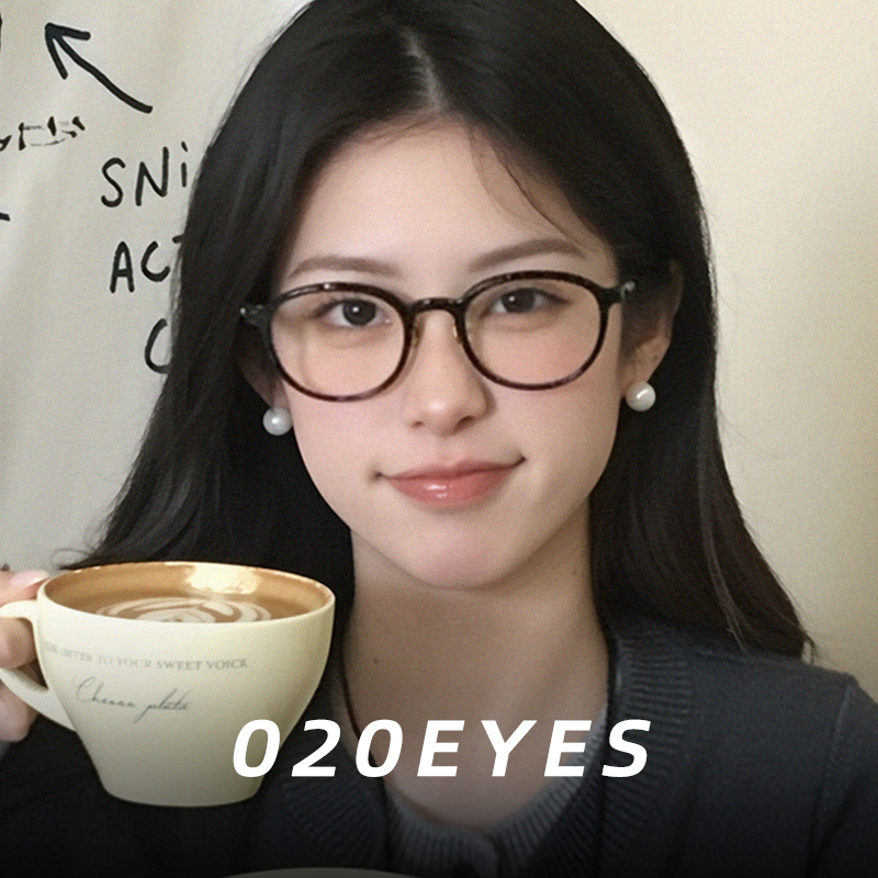 老钱风椭圆形防蓝光镜架女款高级感板材黑框素颜眼镜可配近视度数