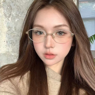 格雷系复古老钱风半框眼镜女近视度数可配防蓝光金丝素颜backbone