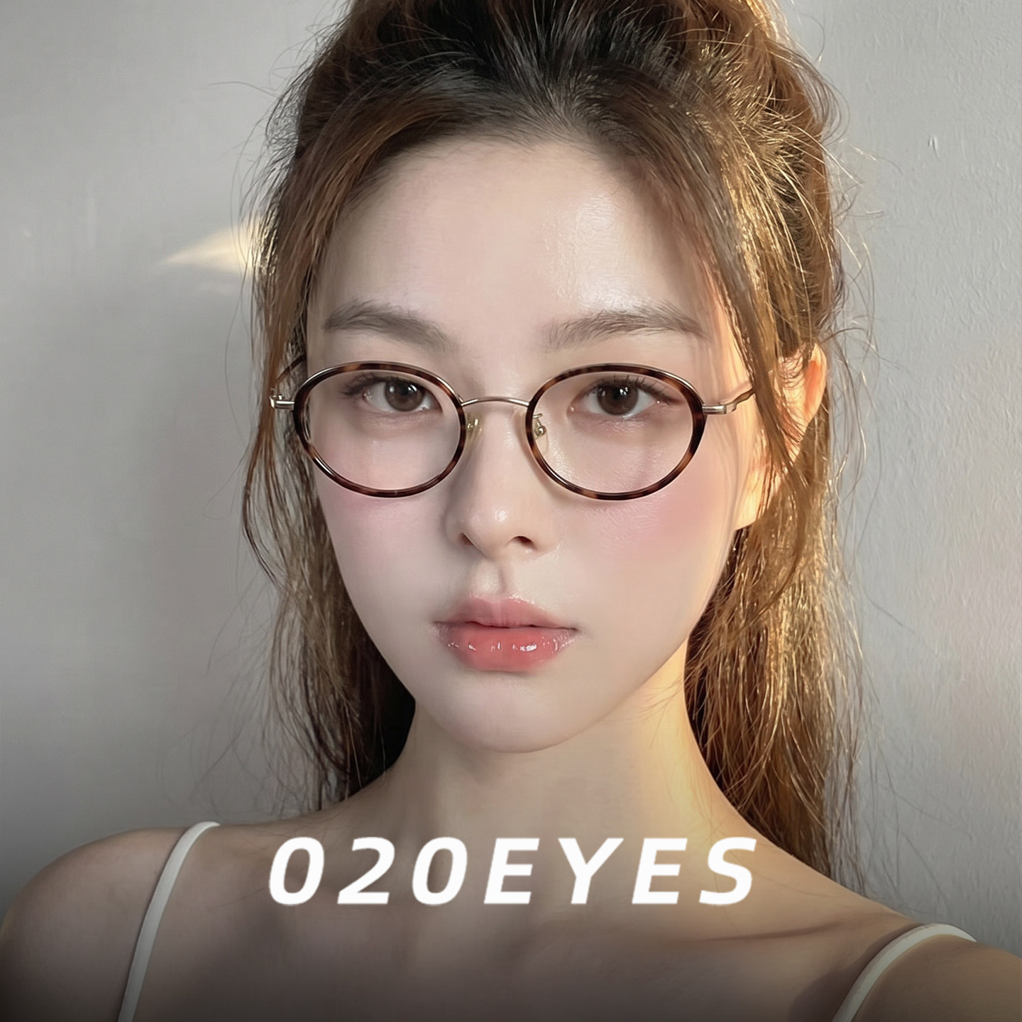 复古玳瑁色超轻钛椭圆小框高度近视眼镜女可配度数素颜小脸平光镜