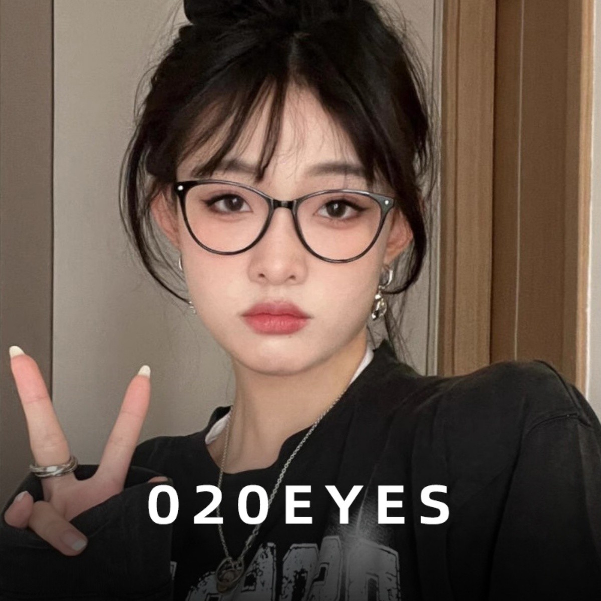 超轻红色细框猫眼蝶形眼镜架女士
