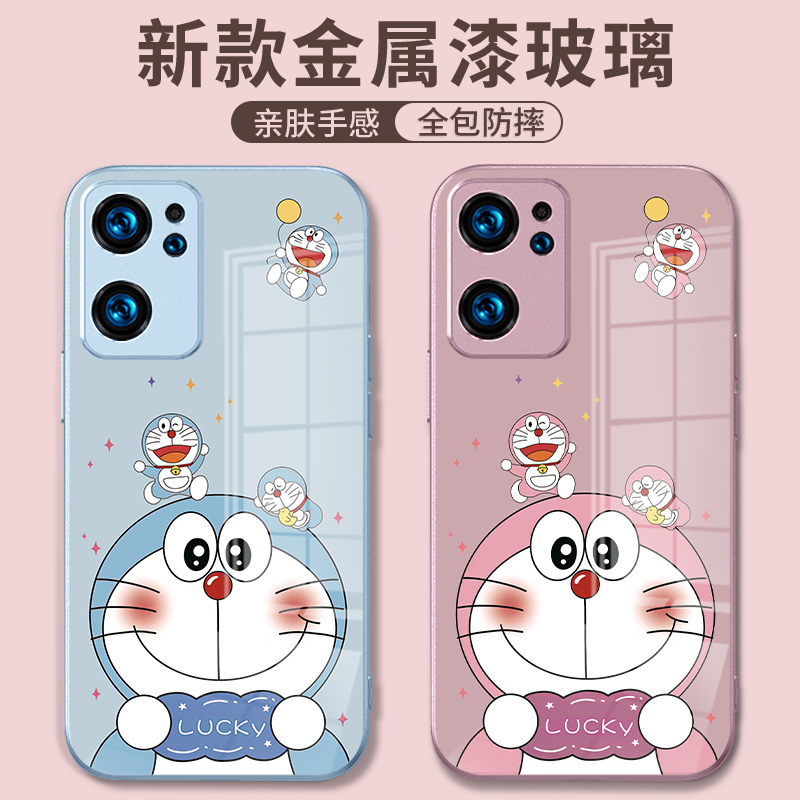 适用华为p50手机壳哆啦A梦玻璃