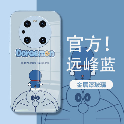 适用华为P50手机壳哆啦A梦玻璃
