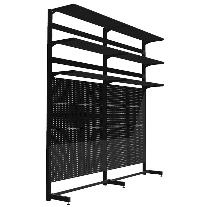贫美五金洞洞板书架220高黑色金属层板架子收纳置物架可装显示器