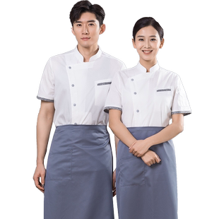 夏季厨师工作服男短袖透气工装酒店大厨衣服烘焙蛋糕饭店厨师服女