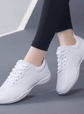 泰足狼2023新款四季轻便健美竞技操鞋专用考级训练啦啦操白色皮面