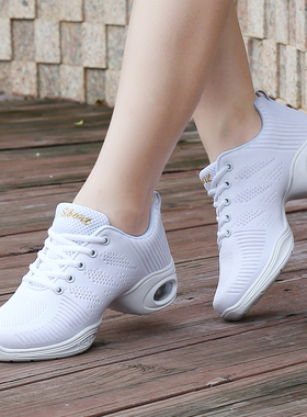 杨丽萍团购表演广场舞四季网面跳舞鞋白色软底舞蹈鞋女健身操鞋