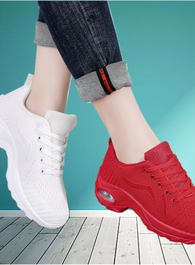 杨丽萍时尚跳舞鞋红色广场舞鞋软底舞蹈鞋时尚运动鞋网面透气女鞋