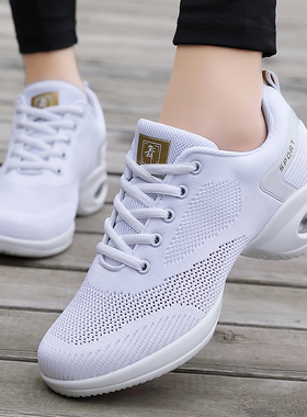 杨丽萍表演比赛舞蹈鞋广场舞鞋女鞋健身操鞋软底白色网面跳舞鞋