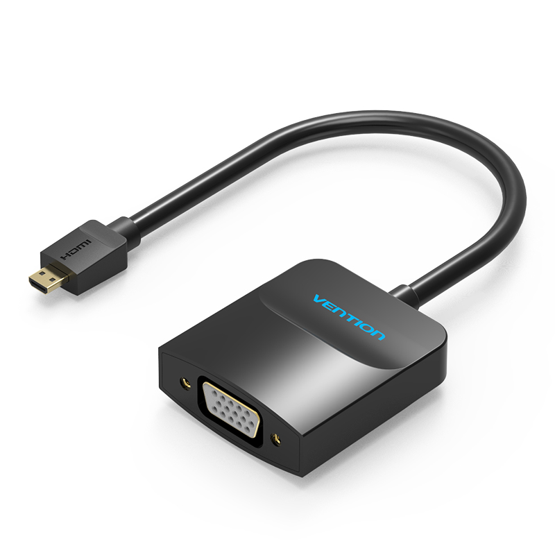 威迅微型迷你microHDMI转VGA线电脑相机高清转换器接头带音频供电