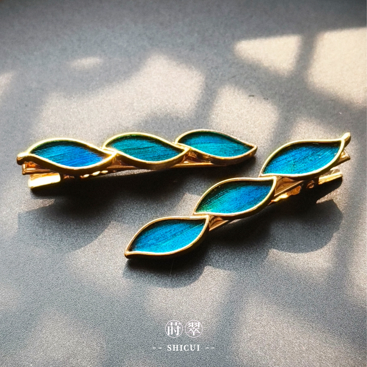 莳翠孔雀羽毛仿点翠鸭嘴夹