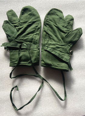 三指皮手套羊毛手套绿色防寒保暖全指骑行户外运动钓鱼高冷作业