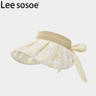 显脸小太阳帽夏天空顶防晒帽 2024新款 sosoe草编遮阳帽子女款 Lee