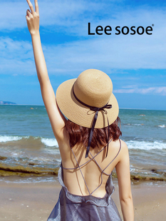 显脸小太阳帽夏天空顶防晒帽 2024新款 sosoe草编遮阳帽子女款 Lee