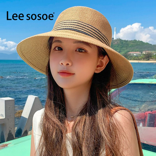 显脸小太阳帽夏天空顶防晒帽 2024新款 sosoe草编遮阳帽子女款 Lee