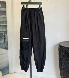 轻盈透气薄款工装裤防晒松紧腰休闲运动速干裤松紧腰抽绳黑色女装