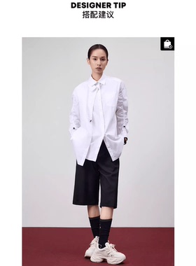 odbo/欧迪比欧时尚设计感小众抽褶长袖白色衬衫女春季新款双层领