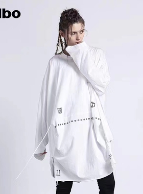 odbo白色女中长款春秋新款韩版宽松休闲百搭上衣