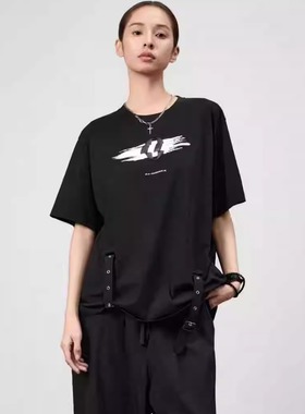 odbo欧宝女装新款圆领街头风宽松短袖t恤女上衣美式