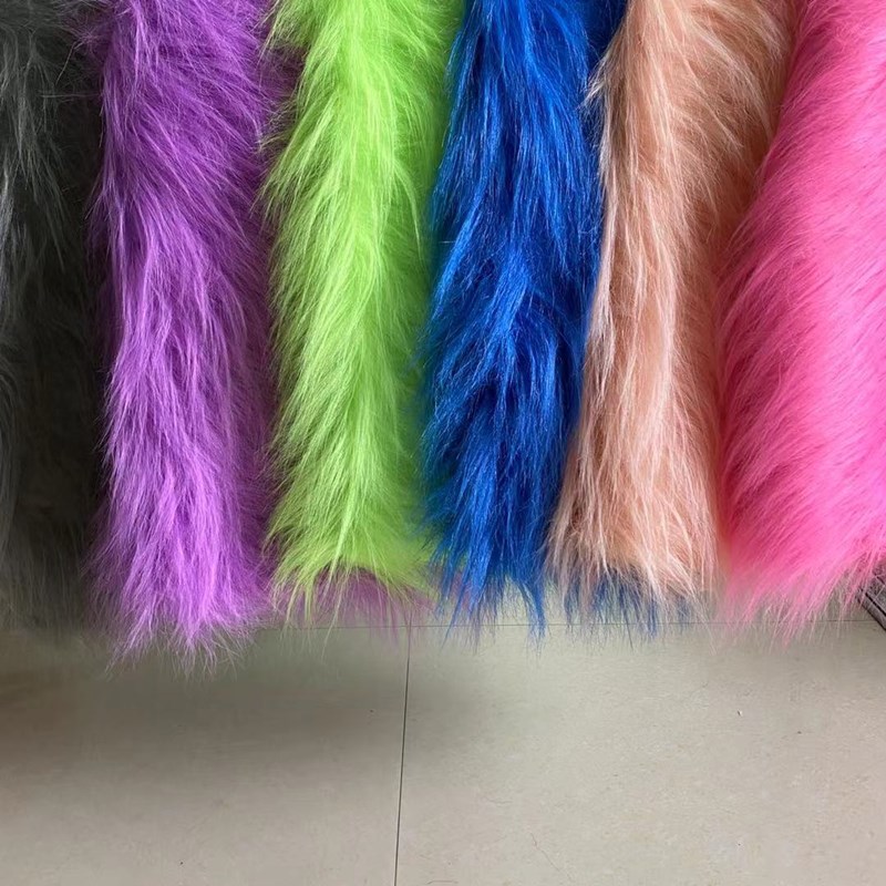 果绿长毛绒布料兽装人偶玩具手工椅子墙面装饰12cm长毛毛皮草面料