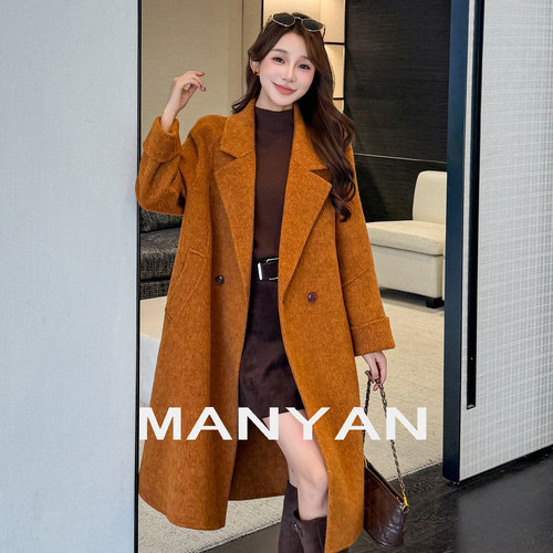 冬季长款双面羊毛羊绒大衣外套女