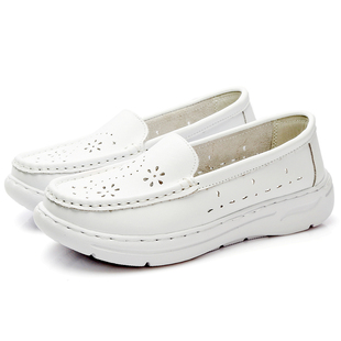 雷阵雨日本护士鞋女鞋超轻防滑透气打孔休闲鞋小白鞋纯色低跟平底