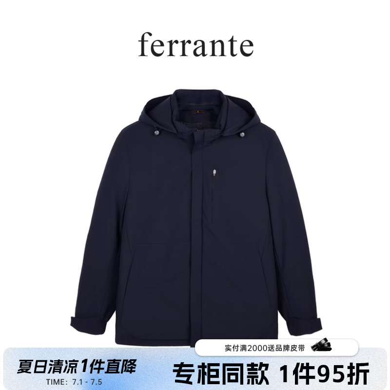 ferrante费兰特【专柜同款】男休闲可脱卸帽多包袋鹅绒羽绒服8065