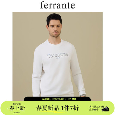Ferrante/费兰特意式休闲春男装棉氨混纺字母卫衣长袖T恤6039-80