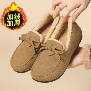 冬季 时尚 款 老北京布鞋 妈妈鞋 加绒保暖一脚蹬懒人豆豆鞋 时装 女棉鞋