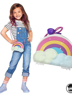 正版polly pocket波莫莉衣袋萝屋彩虹斜挎包女孩过家家玩具