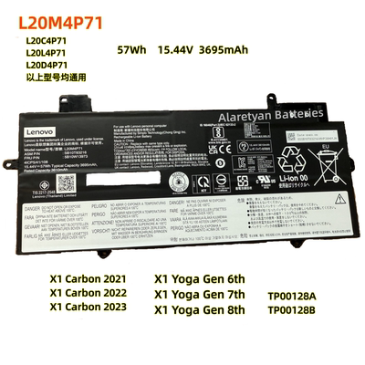 L20M4P71联想X1 Yoga Gen 6th/7th/8th C 2021款TP00128A/B 电池