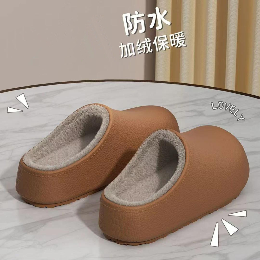 棉拖鞋女冬季保暖防滑加绒防水防臭居家厚底情侣包头棉拖外穿男